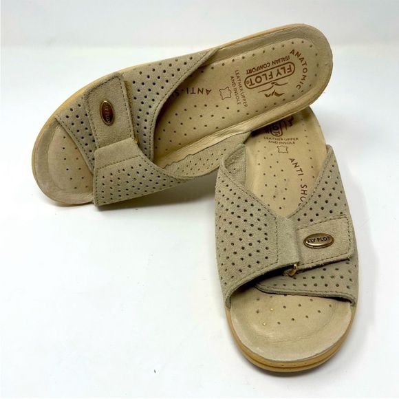 Fly Flot Leather Wedge Sandals | Italian Comfort | Size 37 - Picture 3 of 8